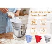 cheap Kitchen Utensils &amp; Gadgets-1 Pcs Mess-Free Flour Funnel for Kitchen Aid Mixer, Food-Grade Silicone Funnel, Stand Mixer Attachment for 4.5–5 Qt Tilt-Head Models, Dishwasher Safety
