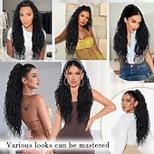 baratos Rabos-de-Cavalo-Aplique de rabo de cavalo longo, preto e cacheado, com presilha e cordão, 66 cm (26 polegadas), sintético, em camadas e com volume, para mulheres.