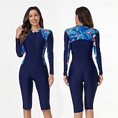 economico Rash Guards Interi-Per donna Top sottomuta Costume da bagno Costumi da bagno Stampato Con zip Ultra Leggero (UL) Protezione UV Elastico Manica Lunga Costume da Bagno Surf Snorkeling Primavera