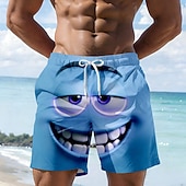 ieftine Retro Vintage &amp; Etică-Bărbați 3D Print Desene 3D Față zâmbitoare Boxeri înot Pantaloni Scurți de Înot Pantaloni Scurti Talie medie Hawaiană Amuzant Vacanta la plaja Buzunare laterale Căptușeală din plasă Talie elastică cu