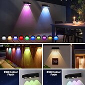 baratos Candeeiros Luzes de Exterior-1 luminária de parede solar externa à prova d'água, com mudança de cor RGBWW, ideal para iluminar jardins, quintais, caminhos, escadas, cercas e varandas. Luz decorativa de LED para paisagismo
