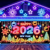 cheap Garage &amp; Door Banners-New Year Tapestry Garage Door Cover Large Hanging Backdrop Landscape Rustic Cottagecore 3D Party Outdoor Shooting Backgrounds Front Door Home Decor