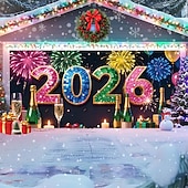 cheap Garage &amp; Door Banners-New Year Tapestry Garage Door Cover Large Hanging Backdrop Landscape Rustic Cottagecore 3D Party Outdoor Shooting Backgrounds Front Door Home Decor