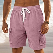 economico Pantaloncini casual-Per uomo Shorts Pantaloncini casual Pantaloncini di velluto a coste Tasca Elastico in vita Semplice Comodità Traspirante Corto All'aperto Vacanza Abbigliamento quotidiano Moda Streetwear Blu Nero