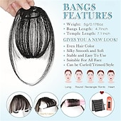 economico Frange-frangia a clip, frangia sottile, fermaglio per capelli, frangia finta naturale, frangia con tempie, posticci per donne, frangia finta con clip, extension per capelli da indossare tutti i giorni, nero