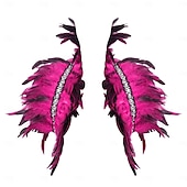 abordables Accessoires-Carnaval 2026 Accessoires de Carnaval de Rio Samba Épaulières Femme Plumes Rouges avec Bord en Strass Costume de Performance Festival Brésilien