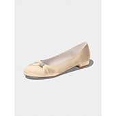 cheap Bride-Women's Ivory Low Heel Comfort Flats, Soft Pleated Classic Bridal Shoes for Senior Brides Church Weddings