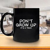 cheap Mugs &amp; Cups-Funny Gift Mug "Don't Grow Up, It's a Trap!" Black Ceramic Coffee Cup Perfect Gift for Adults Who Embrace Their Inner Child Ideal for Birthdays or Special Occasions