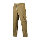 abordables pantalons décontractés-Homme Pantalons Pantalon en velours côtelé Pantalons Amples Pantalon décontracté Taille Élastique Jambe Droite Couleur Unie Confort Évacuation de l'Humidité Longueur complète Occasionnel Quotidien