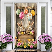 abordables Bannières de Garage et de Porte-Pâques Affiches Couverture de porte Bannières extérieures Rabbit Mignon 3D Soirée Dortoir Chambre d'adolescents Résidence universitaire Chambre d'amis pour hommes dans une fraternité Arrière-plans de