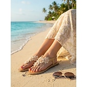 voordelige Vrouwen-Dames boho bloemen kralen sandalen - casual elastische band zomer slippers met versierd ontwerp voor strand of casual outfits