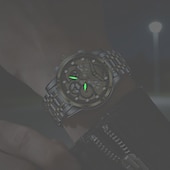 Недорогие Кварцевые часы-Новые многофункциональные мужские часы, роскошные кварцевые часы для мужчин, светящийся в темноте дисплей, скелетонизированный дизайн циферблата, точное измерение времени, подходят для повседневного