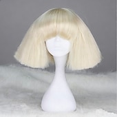 economico Parrucche da festa-parrucca sintetica lady gaga parrucca bob dritta corta castano scuro grigio argento biondo scuro rosa verde capelli sintetici 12 pollici da donna comode e soffici parrucche di carnevale rosso rosa
