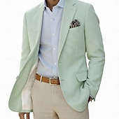  Homens Jaqueta Blazer Colar de entalhe Leve Casual Listrado Blazer de algodão seersucker Rosa Azul Céu sábio Moderno Dois botões de peito simples