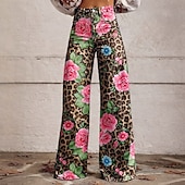 halpa Pohjat-Retro / vintage Boheemi 1970 luku Housut Leveät housut Hippi Disko Korkea vyötärö Kukka Keinofarkkujen tyyli Naamiaispuku Naisten Halloween Karnevaali musiikkifestivaali Pride-paraati Retro-teemaiset