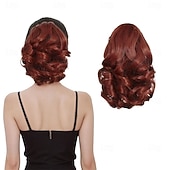 economico Code-Extension per coda di cavallo rossa, extension per coda di cavallo con clip a artiglio da 9 pollici, pezzi di capelli per coda di cavallo ondulata sintetica morbida naturale per donne
