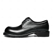 cheap Classic Dress Shoes-Men's Dark Brown Leather Lace-Up Shoes – Elegant Faux Leather Wedding Footwear for Formal Ceremonies