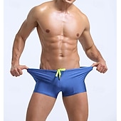 billiga Herrarnas simshorts-Herr Badshorts Boxershorts Shorts Elastisk midja Ensfärgat Slät Andningsfunktion Kort Ledigt Strand Simning Semester Mode Blå Svart Elastisk