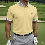  Homens Tecido Golf Camisas Polo Esportivas Manga Curta Camisas polo Camisas de colarinho Casual Roupa Esportiva Botões Primavera Verão Azul Branco Amarelo