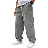 voordelige casual broek-Voor heren Broek Corduroybroek Wijde broek Vrijetijdsbroek Trekkoord Elastische taille Effen Comfort Ademend Volledige lengte Casual Dagelijks Buiten Modieus Streetwear blauw Zwart Micro-elastisch