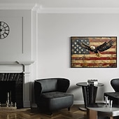  Bald Eagle und amerikanische Flagge Wandkunst - patriotisches Gemälde Leinwanddruck gerahmt oder ungerahmt bereit zum Aufhängen