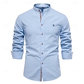 billige Business Casual-Herre Skjorte Linskjorte Sommerskjorte Dresskjorter Skjorte med knapper عادي Virksomhet Formell Svart Navyblå Grønn Kakifarget Langermet Krage Vår sommer Sommer Klær Broderi