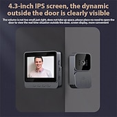 Χαμηλού Κόστους Συστήματα Ενδοεποικινωνίας Θυροτηλεόρασης-ασύρματο οπτικό κουδούνι πόρτας με οθόνη 4,3 ιντσών IPS οθόνη 2,4g ασύρματο έξυπνο βίντεο υψηλής ευκρίνειας ing intelnt κουδούνι πόρτας για βίλα, γραφείο, διαμέρισμα