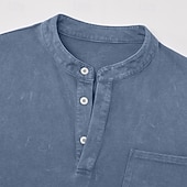 olcso Alkalmi Henley póló-Férfi Henley ing 100% Cotton Acid Wash ing Póló póló Hosszú ujj Régies (Vintage) Retró Alkalmi Régies stílus Kimosva Henley Hétköznapi Tavasz Ősz Minden évszak Sötétbarna Fekete Rózsaszín Henley póló