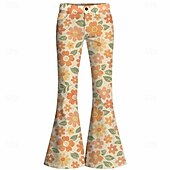  Retro Antiguo Boho Años 70 Pantalones Los pantalones de campana Hippie Disco Alta cintura Floral Disfraz Unisexo Mascarada Festival de Música Fiesta Desfile del orgullo Adulto Pantalones