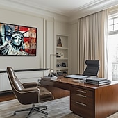  Freiheitsstatue Wandkunst – Amerikanische Flagge Leinwanddruck patriotische USA Kunstwerke Freiheit Gemälde für Büro Zuhause oder Studienraum Dekor