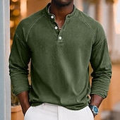 levne základní trička-SoftFade™ Pánské Tričko Henley košile 100% Bavlna Kyselé praní Tričko Krátký rukáv Jednoduché Solidní Vintage Streetwear Příležitostné Barvené Prané Raglánové rukávy Postavený límec Henley Ulice