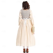  250th Anniversary USA 19th Century 1800s Prairie Dress Bonnet and Apron Set Long Sleeves Pioneer Girl Colonial Pioneer Revolutionary War Costumes Fancy Dress Women's Halloween Carnival 4th of July