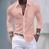 economico camicie da uomo no stiro-Per uomo Camicia Camicia elegante Camicia non stiro Camicia con Bottoni Plaid Casuale Quotidiano Blu Nero Giallo Rosa Manica Lunga Collo ripiegato Tutte le stagioni Abbigliamento Patchwork