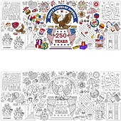 Недорогие 250-летие США-Раскраска к 250-летию США, размер 31*72 дюйма, тематическая раскраска к 250-летию для класса, дня рождения, вечеринки в честь Дня независимости Америки, универсальное использование в качестве настенного декора или скатерти.