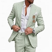  Мужские деловые пляжные свадебные костюмы из секрета с пикантным лацканом розовый небесно-голубой легкие полосатые костюмы с приталенным кроем 2 предмета однобортные на двух пуговицах