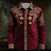 cheap St. Patrick's Day Shirt-St. Patrick's Day Men's Four Leaf Clover Shamrock Celtic Art Shirt Button Up Shirt Long Sleeve Vintage Retro Holiday Spring Fall Turndown 3D Print Linen Like Shirt Green 1# Dark Red Green Dark Blue