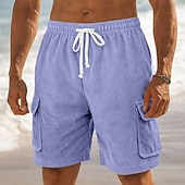 economico Pantaloncini casual-Per uomo Shorts Pantaloncini casual Pantaloncini di velluto a coste Tasca Elastico in vita Semplice Comodità Traspirante Corto All'aperto Vacanza Abbigliamento quotidiano Moda Streetwear Blu Nero