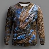 Χαμηλού Κόστους Μπλουζάκια με ζωικά σχέδια-Ανδρικά Ζώο Αστείος Μπλουζάκι Μακρυμάνικο Κοντομάνικη μπλούζα 3D εκτύπωση Στρογγυλή Ψηλή Λαιμόκοψη Πουκάμισο Μοντέρνα Βασικό Causal Καθημερινά Δρόμος Θαλασσί Κίτρινο Βυσσινί Καλοκαίρι Άνοιξη Ρούχα