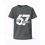 cheap Boy's 3D Funny Humor-Unisex Boys' 3D Graphic Color Gradient Funny Slang 67 T shirt Tee Short Sleeve 3D Print Summer Spring Sports Fashion Streetwear Kids 4-12 Years Crew Neck Casual Daily Outdoor Regular Fit