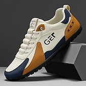 levne Pohodlné šněrovací boty-Pánské černo-béžové golfové tenisky, sportovní a pohodlné, ideální na golfová hřiště a aktivní pobyty