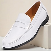 Χαμηλού Κόστους Δερμάτινα Loafers Premium-Ανδρικά λευκά δερμάτινα μοκασίνια – δερμάτινα παπούτσια υψηλής ποιότητας με απλή κομψότητα για casual και επίσημες περιστάσεις