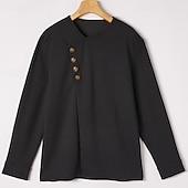 economico Camicie casual eleganti da uomo-Per uomo Camicia Camicia a nido d'ape Camicia elegante Camicia casual Camicia da Ballo Nero Bianco Blu marino Viola Manica Lunga Tinta unica Semplice Asimmetrico Scollo a V Casuale Matrimonio