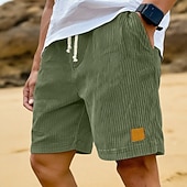 baratos Calções Estilo Casual-Homens Shorts de verão Shorts de praia Shorts casuais Shorts de veludo cotelê Com Cordão Cintura elástica Côr Sólida Conforto Respirável Comprimento do joelho Diário Ao ar livre Feriado Férias Moda