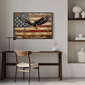 Bald Eagle und amerikanische Flagge Wandkunst - patriotisches Gemälde Leinwanddruck gerahmt oder ungerahmt bereit zum Aufhängen