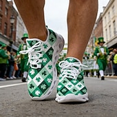 tanie Męskie buty-Męskie trampki sportowe Green Clover na Dzień Świętego Patryka – oddychające i wygodne buty do biegania na paradę irlandzką, spacery na świeżym powietrzu, imprezy świąteczne i do codziennego użytku