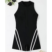 tanie Rash guardy One Piece-Damskie Standard Kostiumy kąpielowe Plus Size Jednoczęściowe rashguardy Strój kąpielowy Blokowanie kolorów Zapiąć na zamek błyskawiczny Ochrona UV Elastyczny Bez rękawów Kąpielówki Body Surfing