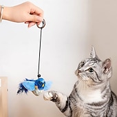 お買い得  猫用おもちゃ-鳥のさえずりが聞こえるインタラクティブな猫のおもちゃ &amp;羽ばたき、自動鳴き声 &amp;キャットニップ &amp;室内猫用のロープ、引っかき用のティーザースティック &amp;噛む、退屈しのぎのペット用品