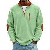  Męskie Koszula sztruksowa Koszulka Koszulka z długim rękawem Długi rękaw Suwak Jesień Zima Kolorowy blok Codzienny Teksturowane Styl uliczny Zapiąć na zamek błyskawiczny Ponadgabarytowych Luźna