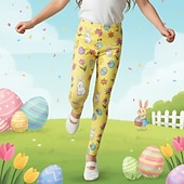 preiswerte Osteroutfits für Mädchen-Ostern Mädchen 3D Grafik Kaninchen Hose Leggings Frühling Herbst Niedlich Streetwear Basic Kinder 4-12 Jahre Lässig Täglich Outdoor Normale Passform