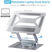 preiswerte Laptop Ständer-Laptop-Dockingstation aus Aluminium, verstellbarer Computerständer mit 360°-Drehfuß, ergonomischer, faltbarer Laptop-Erhöhung mit 5-in-1-Hub (3 USB 3.0) für 13-17 Zoll Laptops/Tablets